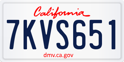 CA license plate 7KVS651