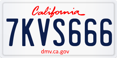 CA license plate 7KVS666