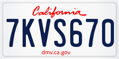CA license plate 7KVS670