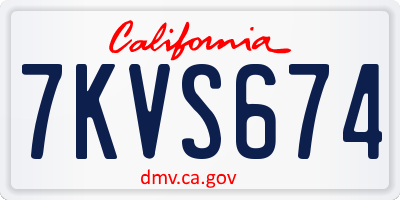 CA license plate 7KVS674