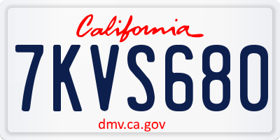 CA license plate 7KVS680
