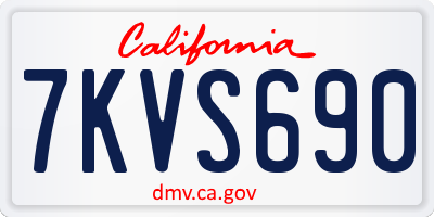 CA license plate 7KVS690
