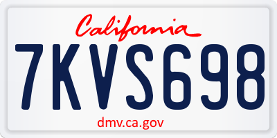 CA license plate 7KVS698