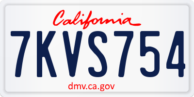 CA license plate 7KVS754