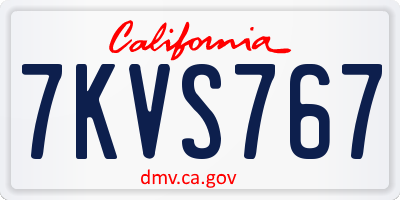 CA license plate 7KVS767