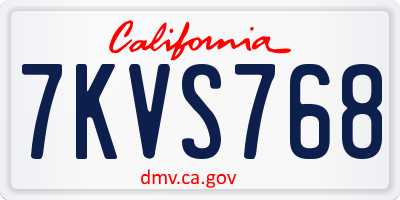 CA license plate 7KVS768