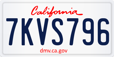 CA license plate 7KVS796