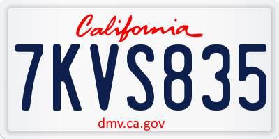 CA license plate 7KVS835