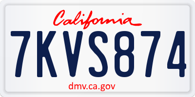 CA license plate 7KVS874