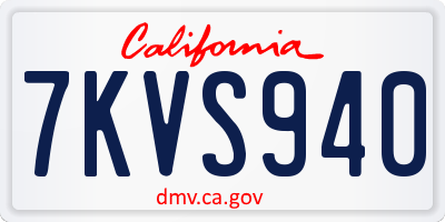CA license plate 7KVS940