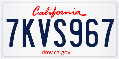 CA license plate 7KVS967
