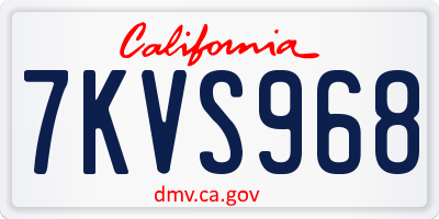 CA license plate 7KVS968
