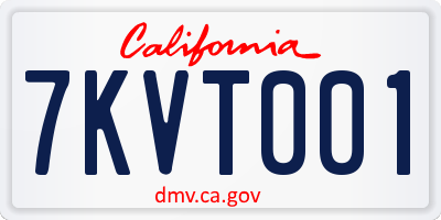 CA license plate 7KVT001