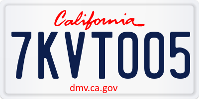 CA license plate 7KVT005