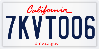 CA license plate 7KVT006