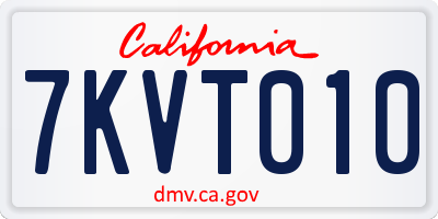 CA license plate 7KVT010