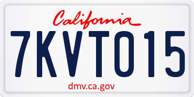 CA license plate 7KVT015