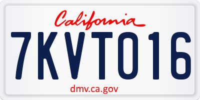 CA license plate 7KVT016