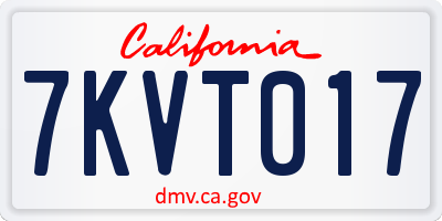 CA license plate 7KVT017