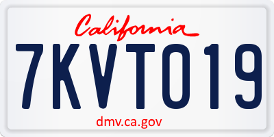CA license plate 7KVT019