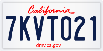 CA license plate 7KVT021