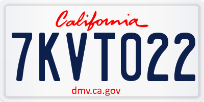 CA license plate 7KVT022