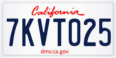 CA license plate 7KVT025