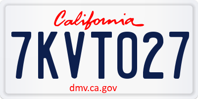 CA license plate 7KVT027