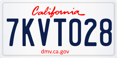 CA license plate 7KVT028