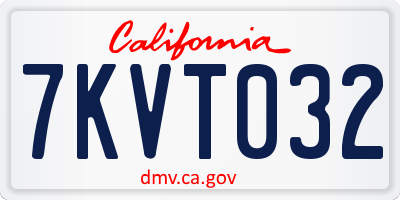 CA license plate 7KVT032