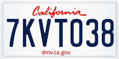CA license plate 7KVT038