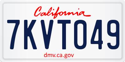 CA license plate 7KVT049