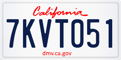 CA license plate 7KVT051