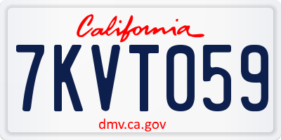 CA license plate 7KVT059