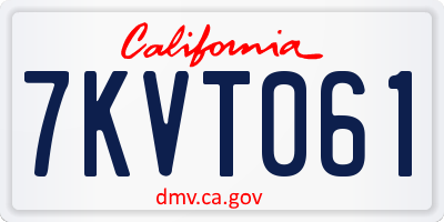 CA license plate 7KVT061