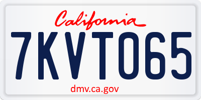CA license plate 7KVT065