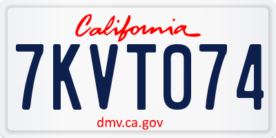 CA license plate 7KVT074