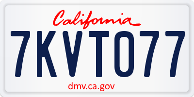 CA license plate 7KVT077