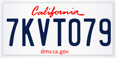 CA license plate 7KVT079