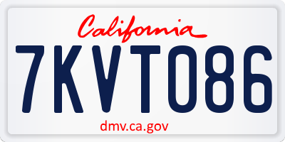 CA license plate 7KVT086