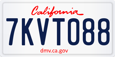 CA license plate 7KVT088