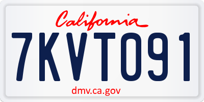 CA license plate 7KVT091