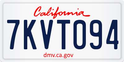 CA license plate 7KVT094