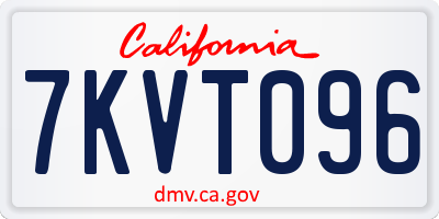 CA license plate 7KVT096