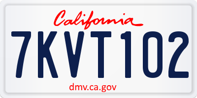 CA license plate 7KVT102