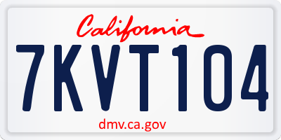 CA license plate 7KVT104