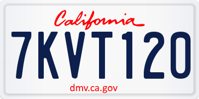 CA license plate 7KVT120