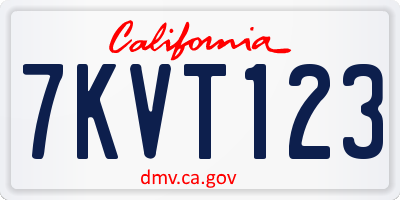 CA license plate 7KVT123