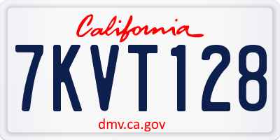 CA license plate 7KVT128