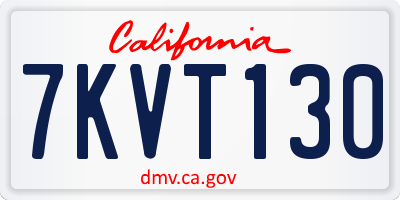CA license plate 7KVT130